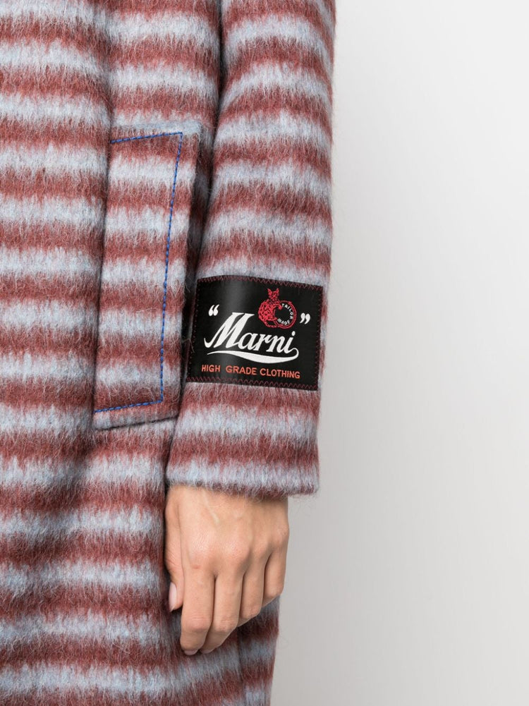 MARNI brushed striped single-breasted coat