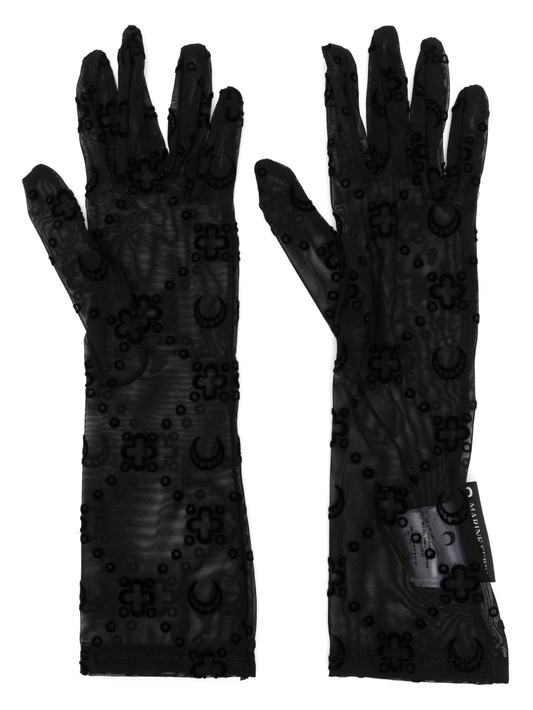 MOONOGRAM MESH FLOCK SHORT GLOVES