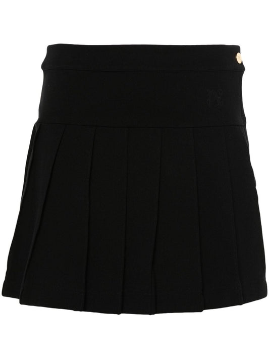 monogram-embroidered pleated miniskirt