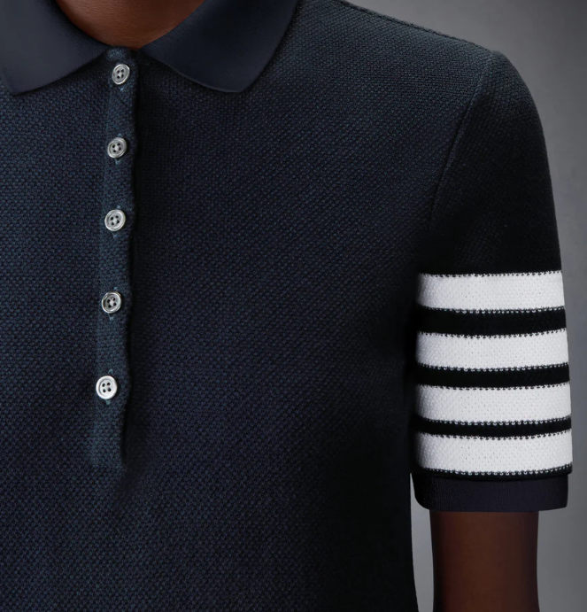 POLO DRESS IN TEXTURED PIQUE W/ ENG 4 BAR