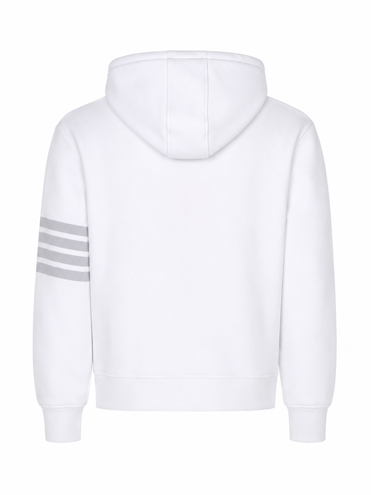 LONG SLEEVE HOODIE PULLOVER W/ OVERDYED 4 BAR IN SOLID LOOPBACK