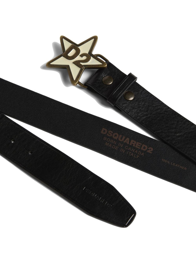 logo-engraved buckle leather belt