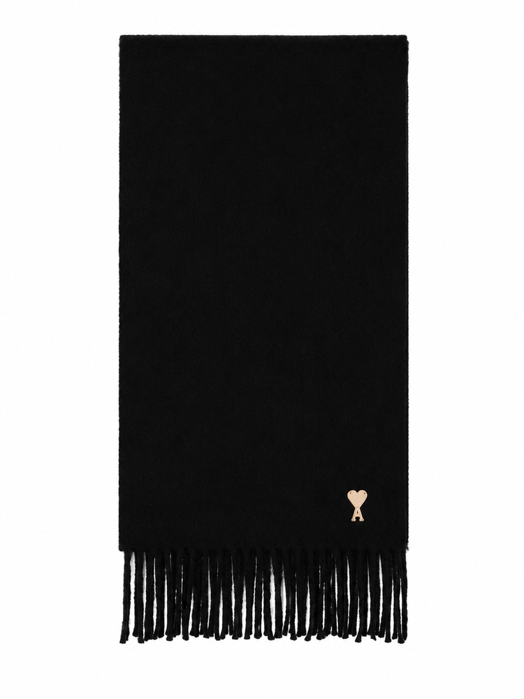 CACHEMIRE EFFECT WOOL SCARF WITH AMI DE COEUR PATCH