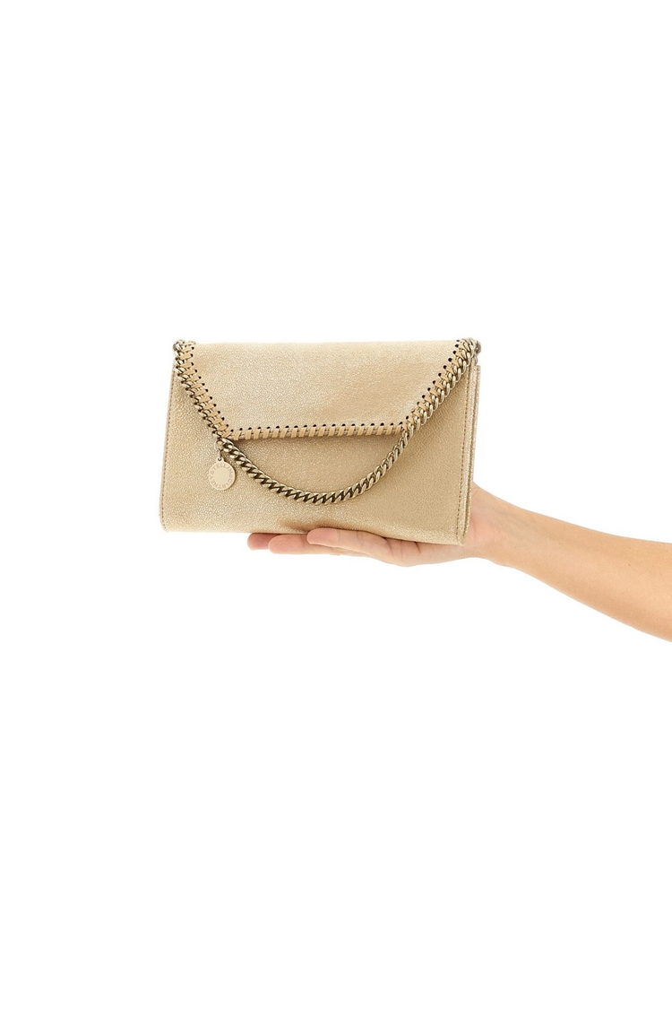 FALABELLA WALLET W/CHAIN BAG ECO SHINY DOTTED CHAMOIS W/TONAL CHAIN