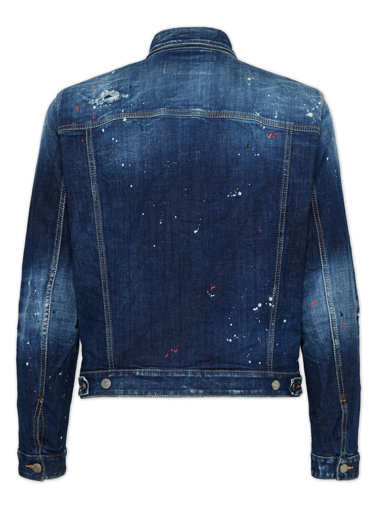 D2 paint-splattered denim jacket