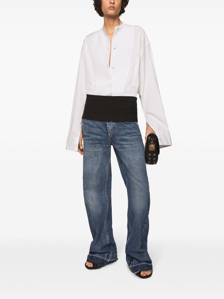 tuxedo-embellished wide-leg jeans