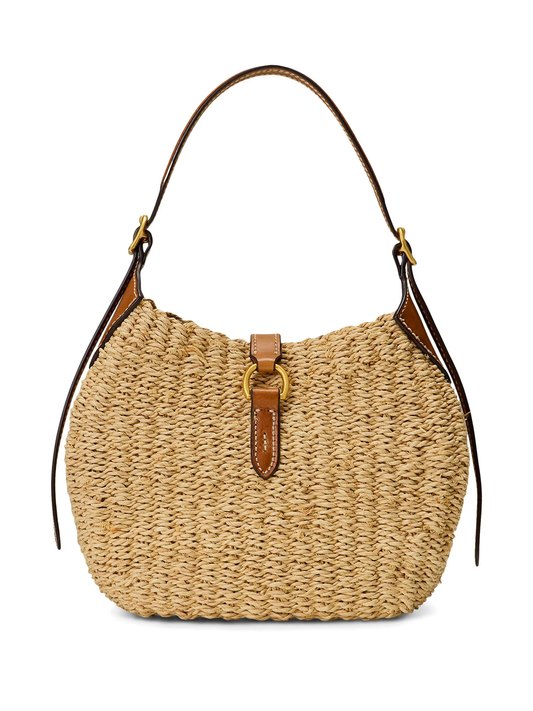 Polo ID raffia shoulder bag