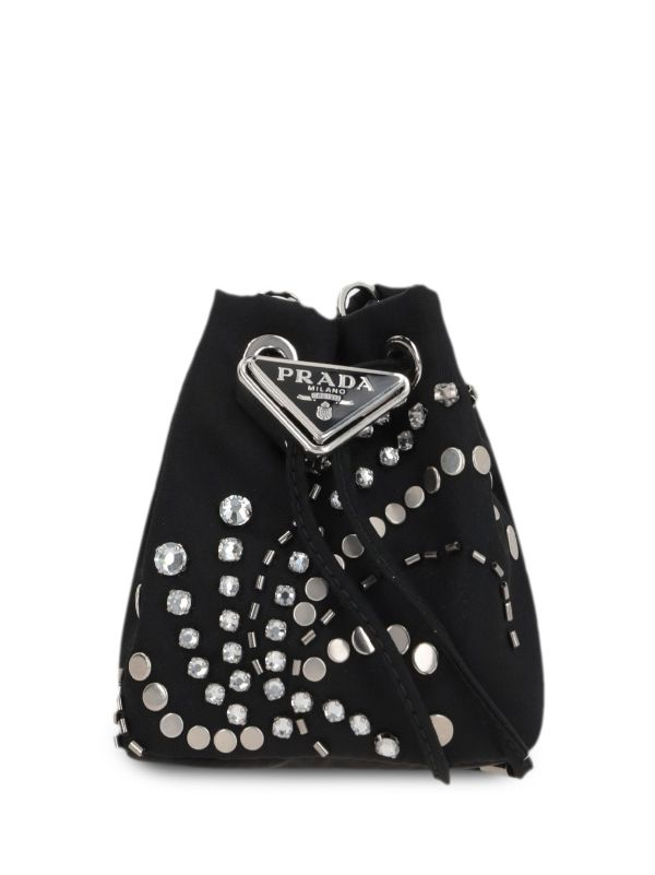 logo-appliqué studded bucket bag