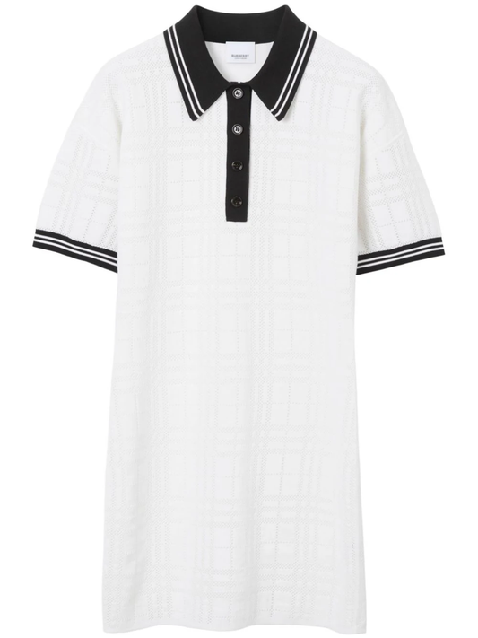 Burberry check stripe-trim polo dress