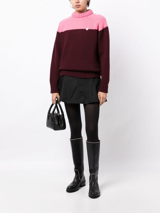 wool two-tone knitted jumper