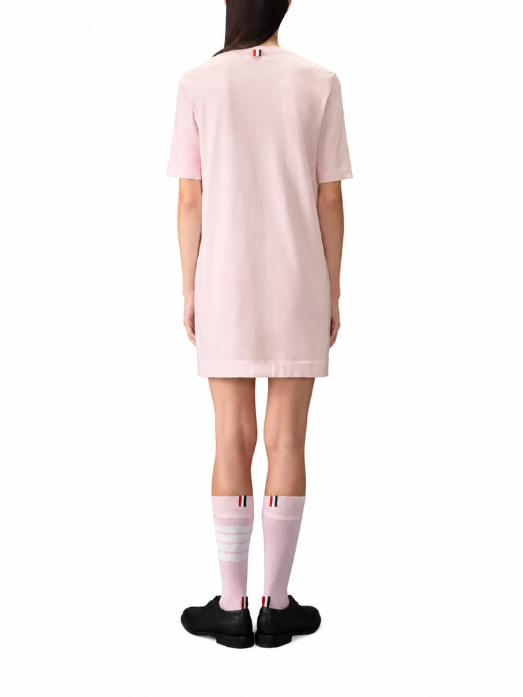GARMENT DYED SS TEE SHIRT DRESS W/ TONAL 4 BAR IN MED WEIGHT JERSEY W/ OVERDYED 4 BAR