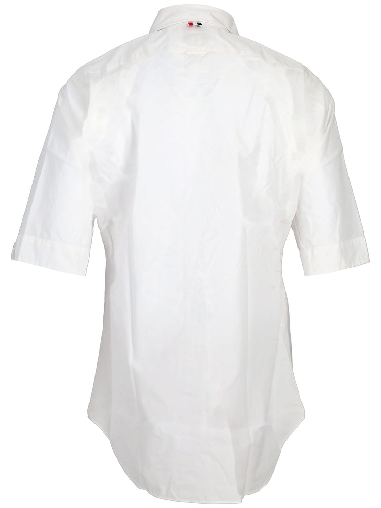 CLASSIC FIT SHORT SLEEVE SHIRT W/ RWB GROSGRAIN PLACKET IN SOLID POPLIN