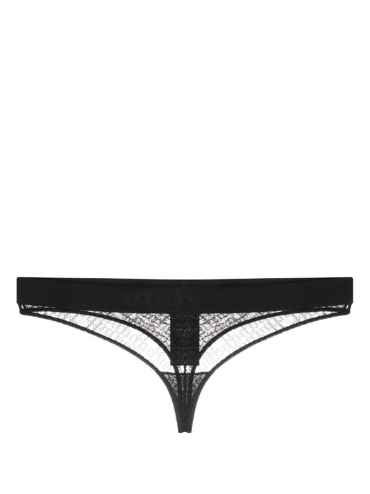PALM ANGELS logo-waistband lace thong