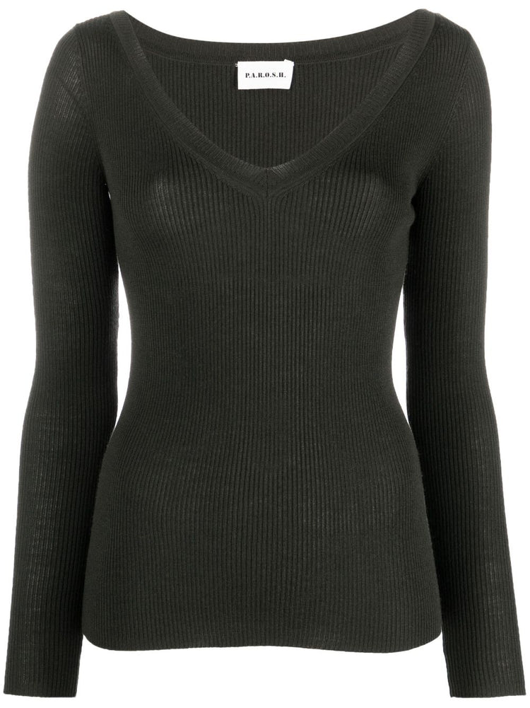 PAROSH V-neck wool sweatshirt