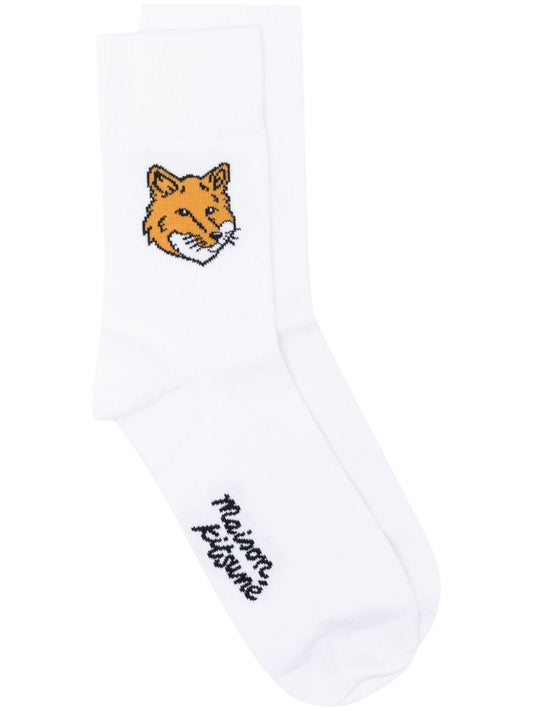 Fox-motif cotton-blend socks