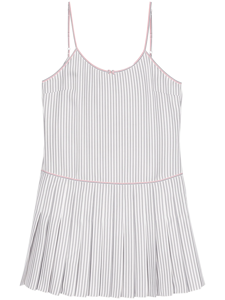 striped pleated minidress