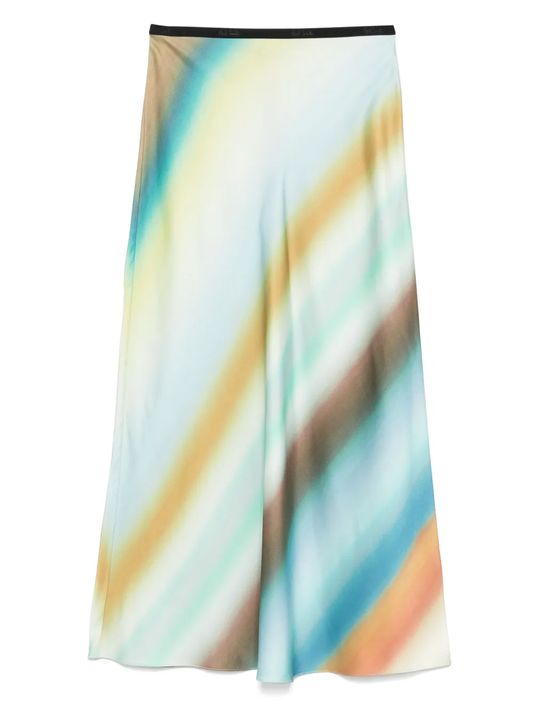 watercolour-effect midi skirt