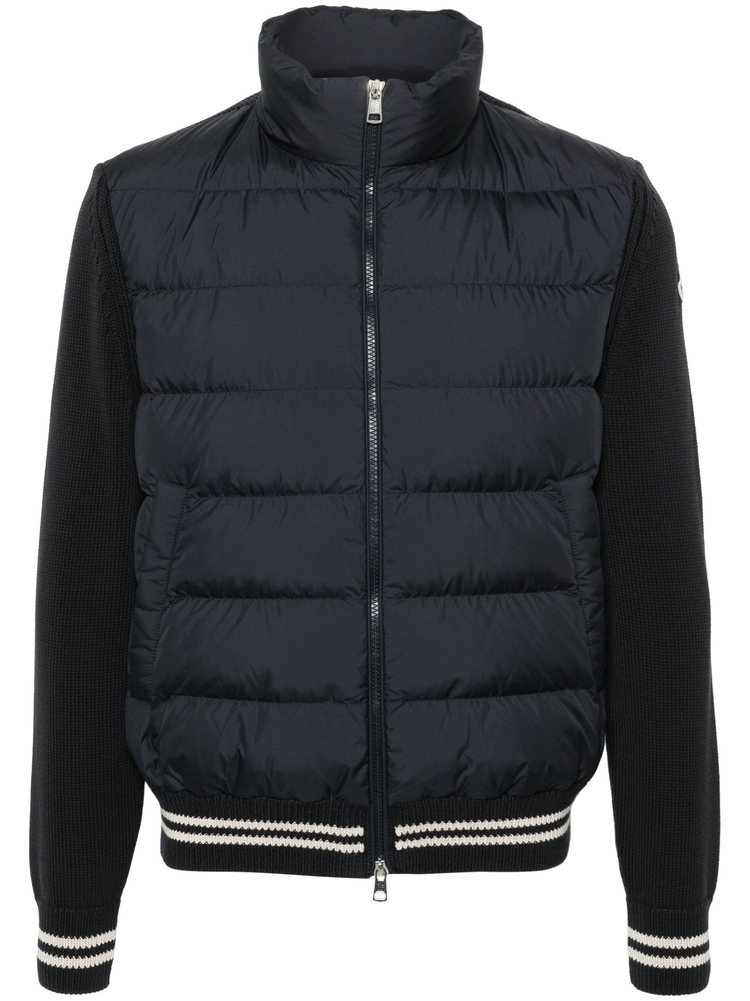 knitted-panels padded jacket