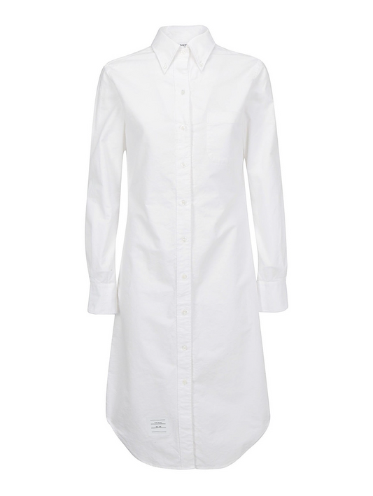 CLASSIC LONG SLEEVE BUTTON DOWN POINT COLLAR SHIRT DRESS IN OXFORD W/ GG LOOP