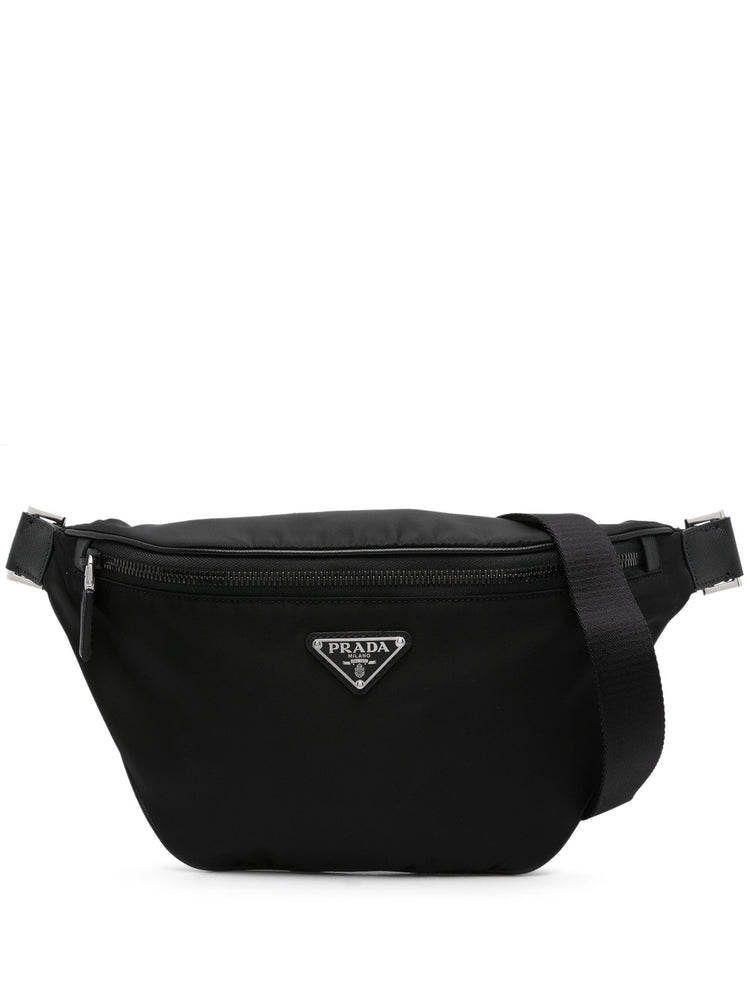 Re-Nylon enamel-logo belt bag