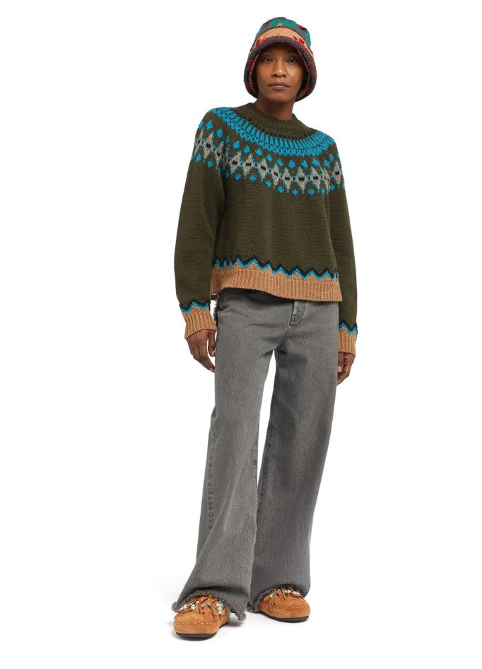 SWEET WINTER SWEATER BRICK/MULTICOLOR