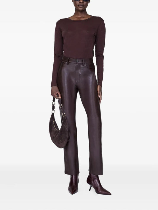 SYLVIE LONG SLEEVE TEE - DARK BROWN