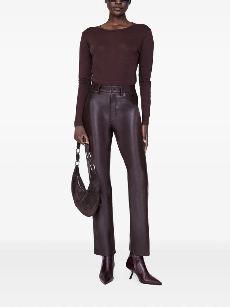 SYLVIE LONG SLEEVE TEE - DARK BROWN