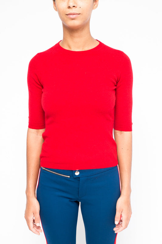 LA ROSE maglia 3/4 cashmere rosso brillante