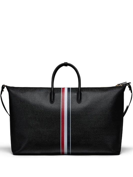 SOFT DUFFLE BAG W/ RWB STRIPE IN PEBBLE GRAIN LEATHER
