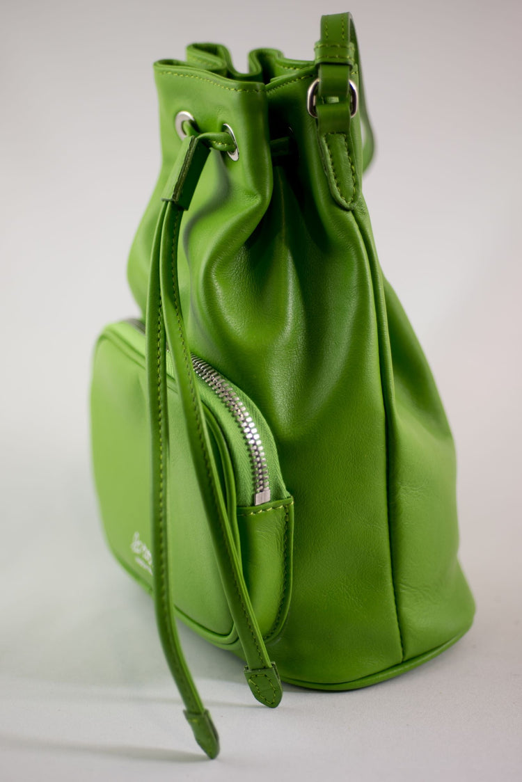 leather satchel bag lime green
