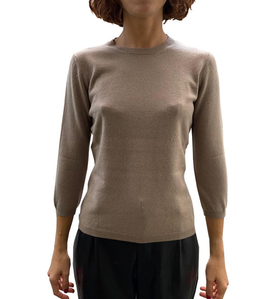 LA ROSE maglia 3/4 cashmere tortora