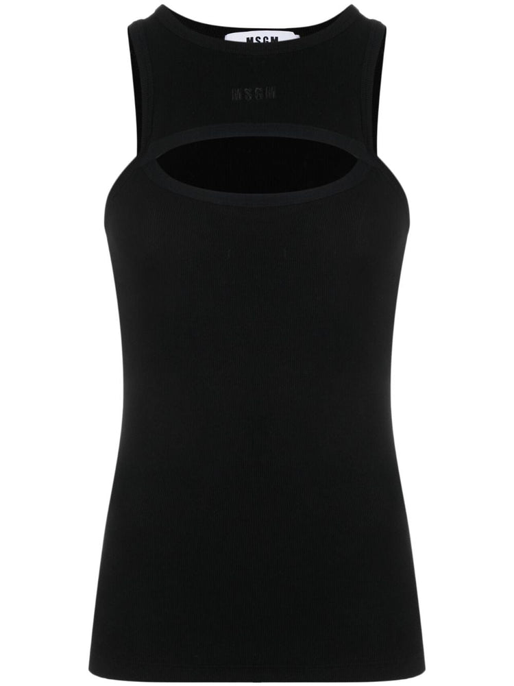 MSGM cut-out fine-ribbed tank top