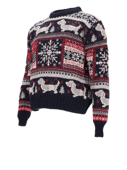 HOLIDAY HECTOR FAIRISLE JERSEY FLOAT JACQUARD RELAXED FIT CREW NECK PULLOVER IN  DONEGAL MOHAIR TWEE