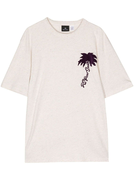 Palm Tree-print cotton nep T-shirt