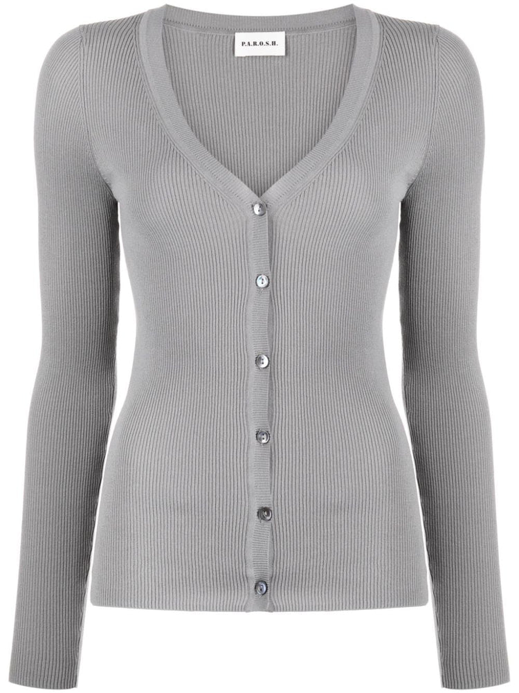 ribbed cotton-blend cardigan