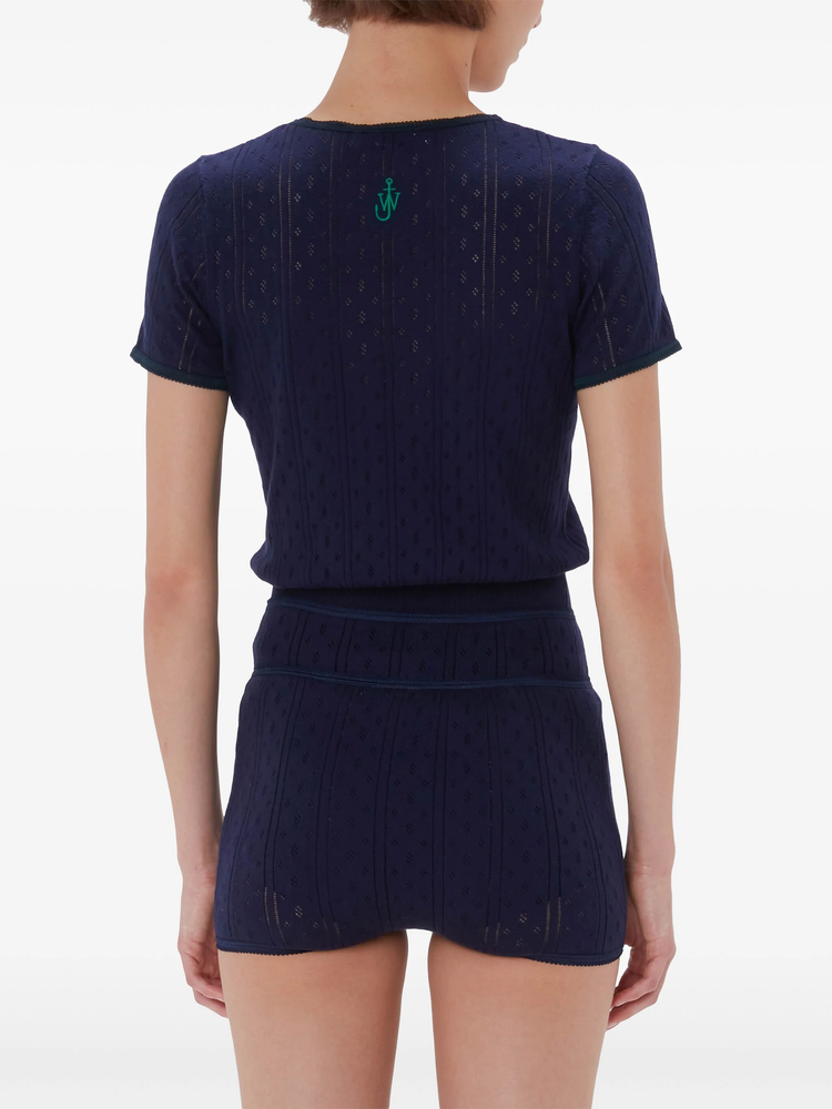 logo-embroidered pointelle top