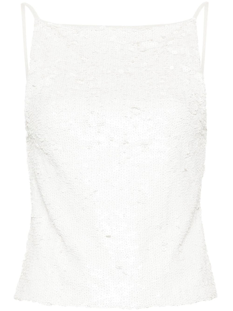 sequin-embellished open-back top