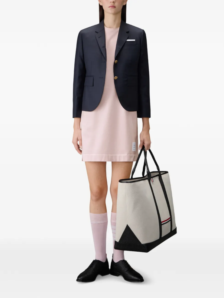 GARMENT DYED SS TEE SHIRT DRESS W/ TONAL 4 BAR IN MED WEIGHT JERSEY W/ OVERDYED 4 BAR