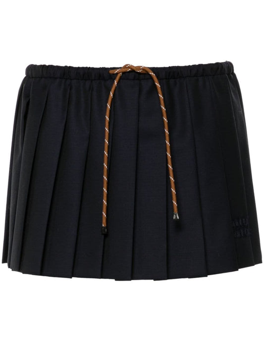pleated virgin wool mini skirt