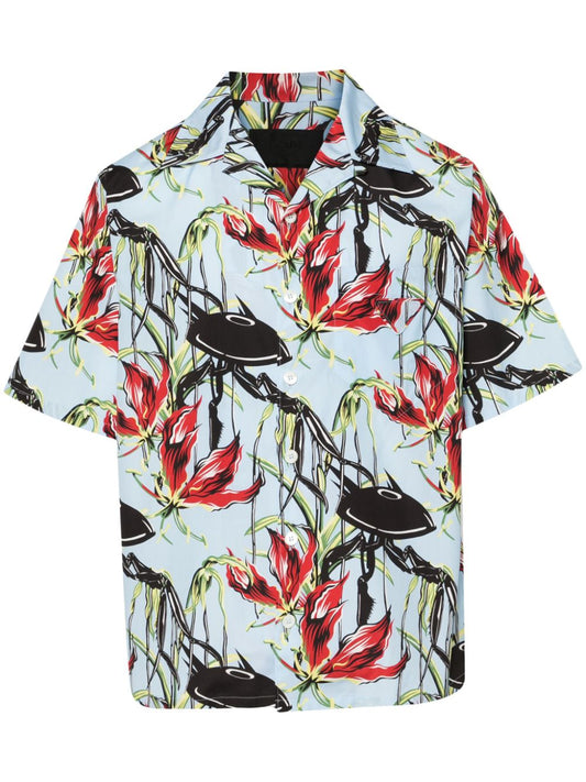 floral-print cotton shirt