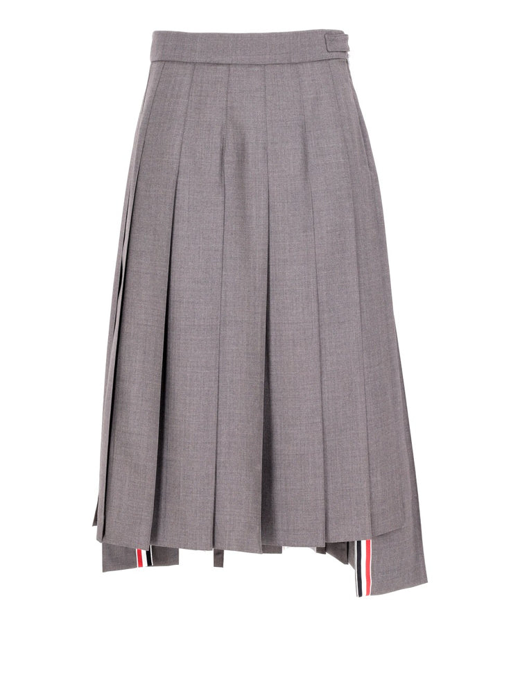 Super 120s twill pleated skirt