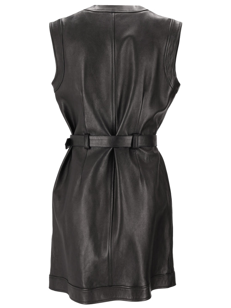 LA ROSE abito in pelle nero