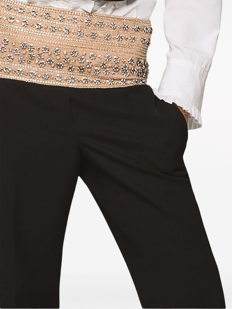 crystal-embellished wool trousers