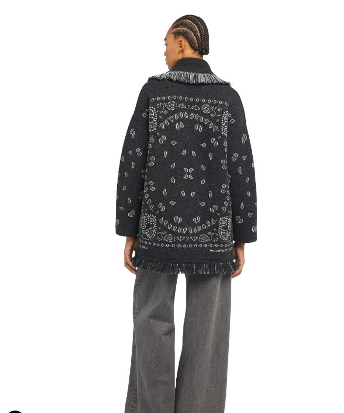 CARDIGAN JACQUARD BANDANA CHARCOAL/MULTI