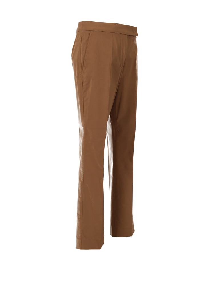 Okra cotton satin trousers