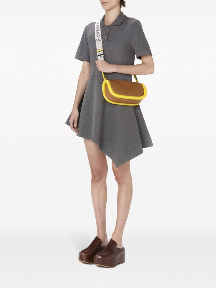 polo-collar cotton asymmetric dress