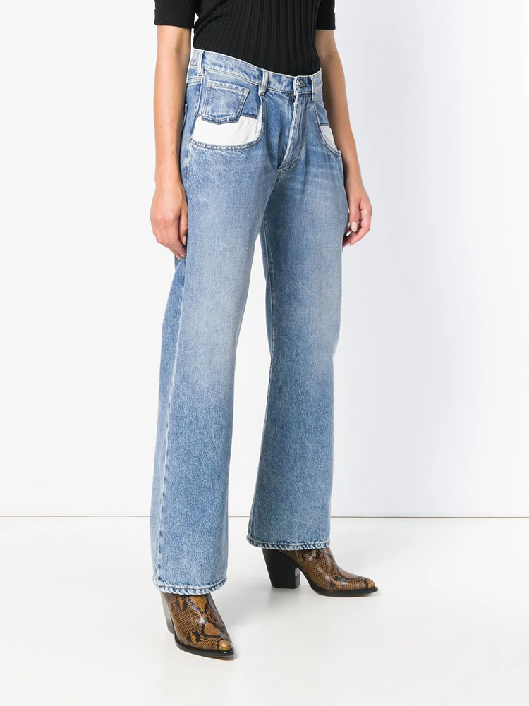 contrast-pocket straight-leg jeans