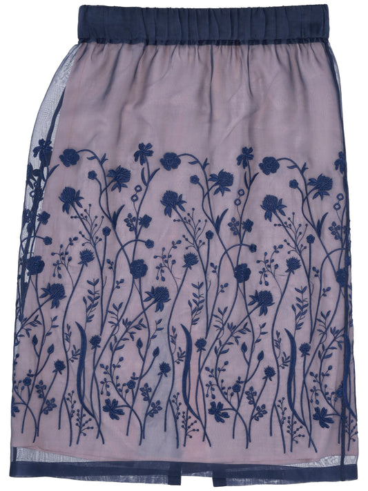 Sorgente floral-embroidered midi skirt