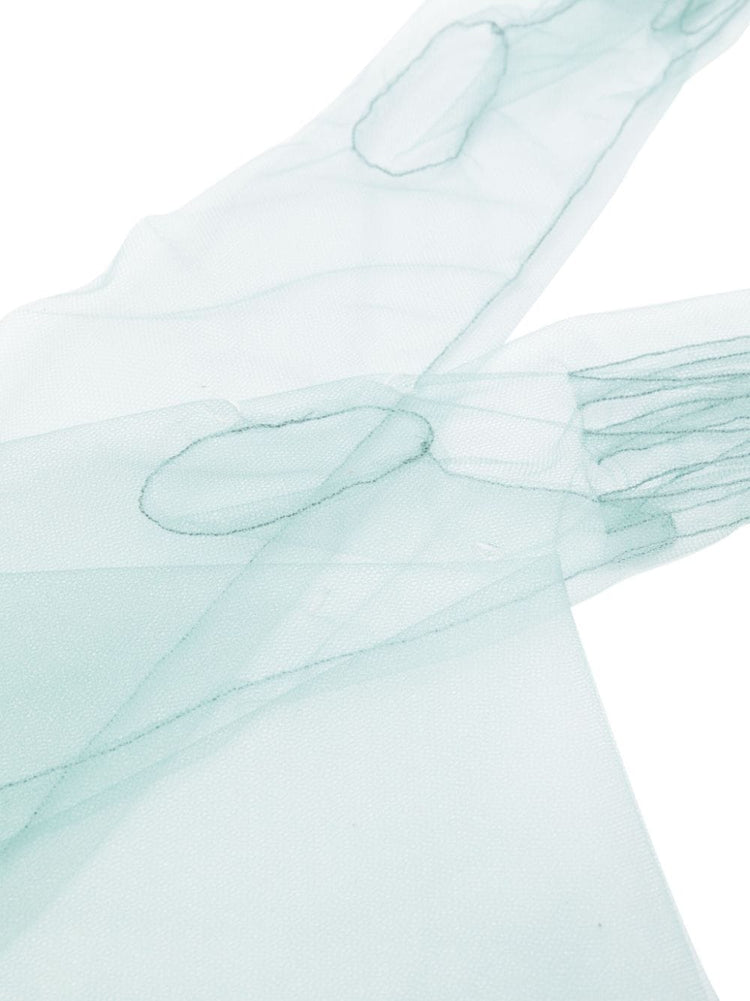 elbow-length tulle gloves