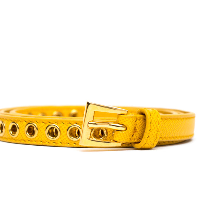 PRADA skinny eyelet belt mimosa